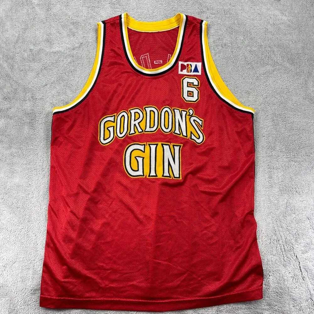 Vintage Gordon's Gin Philippine Basketball Association #6 Will DHA Jersey Red